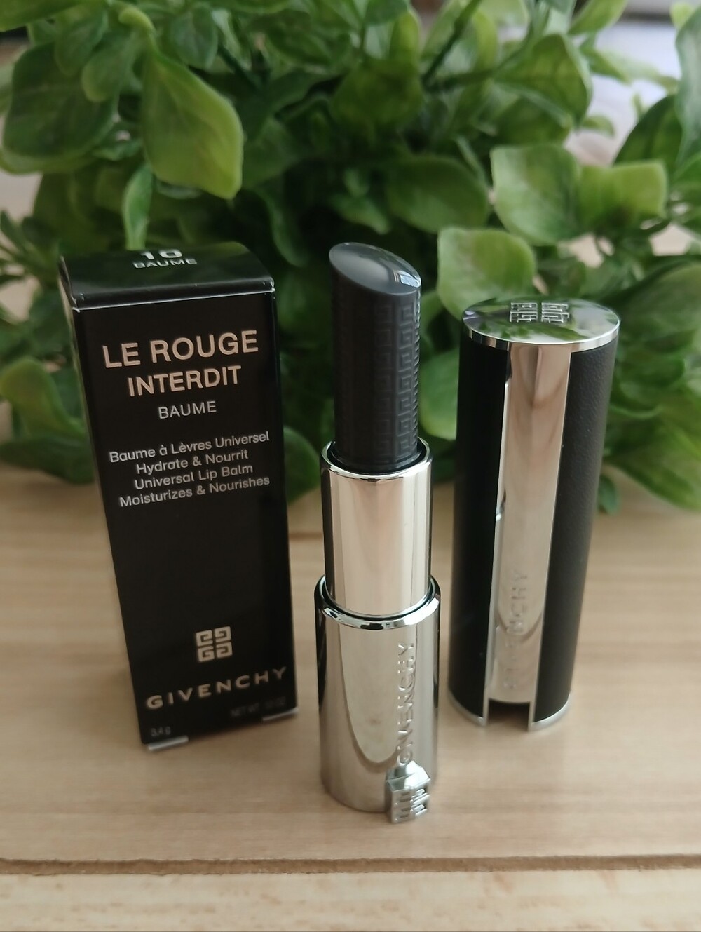 NIB Givenchy Le Rouge Interdit Baume In Black & Silver Case